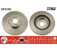 2x Disque de frein ventilé DF4100 TRW pour TOYOTA AVENSIS AVENSIS Break