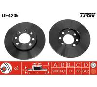 TRW Disque de frein DF4205 – avant ventilé à haute teneur en carbone – 1 pièce