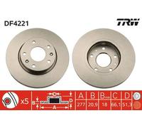 Disque de frein TRW DF4221 avant, ventilé, 1 pièce