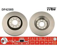 2x Disque de frein ventilé DF4258S TRW pour AUDI SEAT