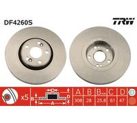 2x Disque de frein ventilé DF4260S TRW pour RENAULT LAGUNA II ESPACE IV