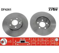 2x Disque de frein ventilé DF4261 TRW pour MERCEDES-BENZ T-Model