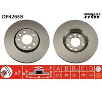 2x Disque de frein ventilé DF4265S TRW pour SAAB OPEL CADILLAC