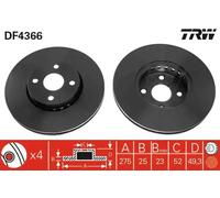 TRW Disque de frein ventilé DF4366 pour Toyota Corolla Break / Corolla Verso – 2x