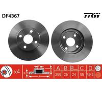 2x Disque de frein ventilé DF4367 TRW pour TOYOTA COROLLA COROLLA Break
