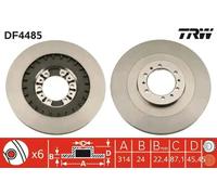 2x Disque de frein ventilé DF4485 TRW pour MITSUBISHI L200 PAJERO II Canvas Top