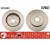Disque de frein TRW DF4493 avant, ventilé, 1 pièce