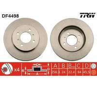 2x Disque de frein ventilé DF4498 TRW pour MITSUBISHI PROTON
