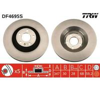 2x Disque de frein ventilé DF4695S TRW pour AUDI A6 C6 Avant A6 C6 A6 Allroad C6