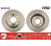 TRW Disque de frein DF4743 avant, ventilé, 1 pièce
