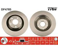 TRW Disque de frein DF4785 arrière ventilé 1 pièce