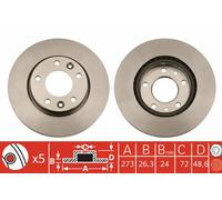 2x Disque de frein ventilé DF4836S TRW pour KIA CARNIVAL I CARNIVAL II