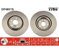 2x Disque de frein ventilé DF4851S TRW pour VOLVO V60 I V70 III S80 II XC70 II