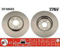 2x Disque de frein ventilé DF4866S TRW pour AUDI A5 A5 Sportback A5 Décapotable