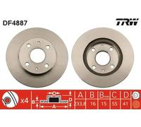 2x Disque de frein ventilé DF4887 TRW pour DAIHATSU SUBARU