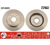 2x Disque de frein ventilé DF4905 TRW pour DAIHATSU SUBARU