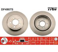 TRW Disque de frein DF4907S arrière, ventilé, 1 pièce
