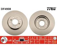 2x Disque de frein ventilé DF4908 TRW pour HONDA CIVIC VI Fastback