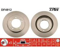 TRW Disque de frein DF4912 avant, ventilé, 1 pièce