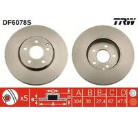 2x Disque de frein ventilé DF6078S TRW pour MERCEDES-BENZ CLASSE E