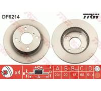 2x Disque de frein ventilé DF6214 TRW pour NISSAN SUZUKI