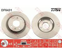 TRW Disque de frein DF6431 – Avant ventilé – 1 pièce pour HYUNDAI i20
