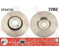 2x Disque de frein ventilé DF6472S TRW pour VOLVO XC60 I SUV