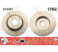 2x Disque de frein ventilé DF6591 TRW pour MERCEDES-BENZ CLASSE GLA CLA Coupé
