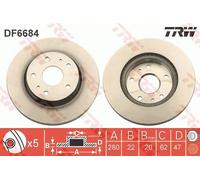 2x Disque de frein ventilé DF6684 TRW pour SUZUKI SX4 A trois volumes SX4