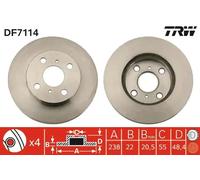 2x Disque de frein ventilé DF7114 TRW pour TOYOTA COROLLA COROLLA Compact