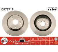 TRW Disque de frein DF7371S – avant, ventilé – 1 pièce