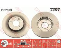 2x Disque de frein ventilé DF7923 TRW pour OPEL CHEVROLET VAUXHALL