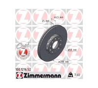 2x Disque de frein ZIMMERMANN 100.1216.52 convient pour VAG AUDI (FAW)