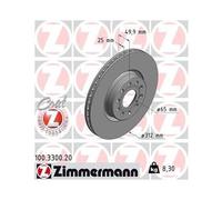 2x Disque de frein ZIMMERMANN 100.3300.20 convient pour FORD VAG AUDI (FAW)