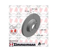 2X Disque De Frein Zimmermann 100.3317.20 Coat Z pour Audi Audi (faw)