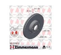 2x Disque de frein ventilé de l'extérieur 100.3318.52 ZIMMERMANN pour AUDI A6 C6