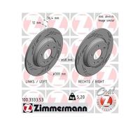 2x Disque de frein ZIMMERMANN 100.3333.53 convient pour VAG AUDI (FAW)