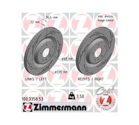 2x Disque de frein ZIMMERMANN 100.3358.53 convient pour PORSCHE VAG VW (SVW)