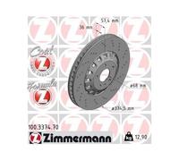 2x Disque de frein ventilé 100.3374.70 ZIMMERMANN pour AUDI VW