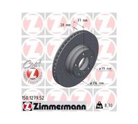 2x Disque de frein ventilé de l'intérieur 150.1279.52 ZIMMERMANN pour BMW 7