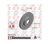 2x Disque de frein ZIMMERMANN 250.1352.52 convient pour FORD VOLVO