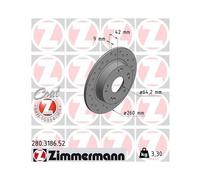 2x Disque de frein ZIMMERMANN 280.3186.52 convient pour HONDA