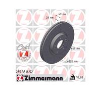 2x Disque de frein ZIMMERMANN 285.3516.52 convient pour HYUNDAI KIA
