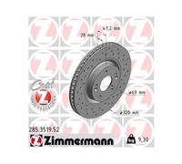 2x Disque de frein ZIMMERMANN 285.3519.52 convient pour HYUNDAI KIA KIA (DYK)