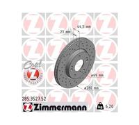 2x Disque de frein ZIMMERMANN 285.3527.52 convient pour HYUNDAI KIA KIA (DYK)