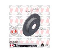 2x Disque de frein ZIMMERMANN 285.3532.52 convient pour HYUNDAI KIA KIA (DYK)
