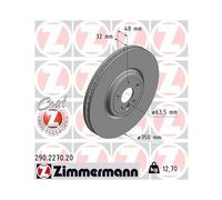 2x Disque de frein ZIMMERMANN 290.2270.20 convient pour JAGUAR LAND ROVER