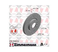 2x Disque de frein ZIMMERMANN 370.3083.52 convient pour MAZDA