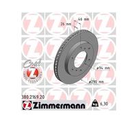 2x Disque de frein ZIMMERMANN 380.2169.20 convient pour MITSUBISHI