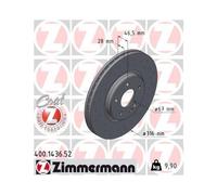 2x Disque de frein ZIMMERMANN 400.1436.52 convient pour MERCEDES-BENZ